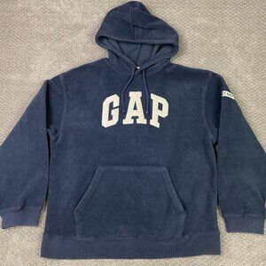 Vintage Y2K GAP Fleece Hoodie Men's XL Blue Spellout Spell Out